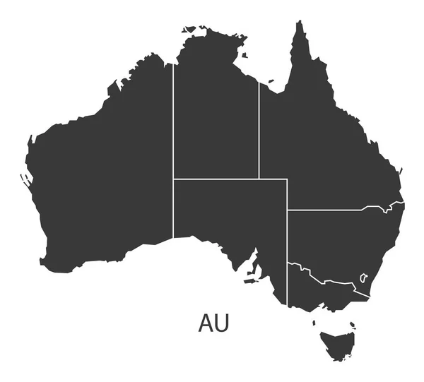 Australia Mapa con estados black edition — Vector de stock