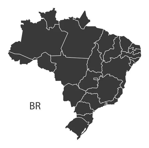 Brazil Map with districts black edition — Stock Vector