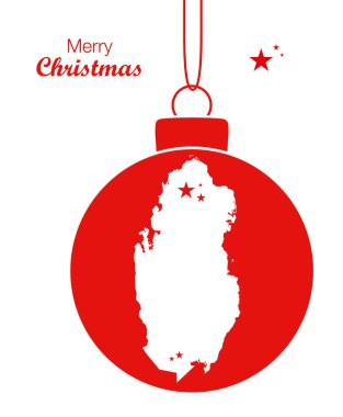 Merry Christmas illüstrasyon tema ile Katar Haritası