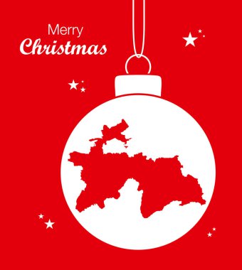Merry Christmas illüstrasyon tema ile Tacikistan Haritası
