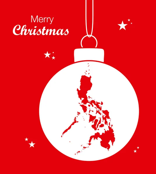フィリピンの地図とメリー クリスマス イラストのテーマ — ストックベクタ