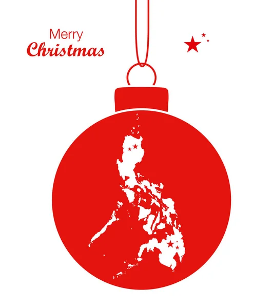 フィリピンの地図とメリー クリスマス イラストのテーマ — ストックベクタ