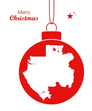 Merry Christmas illüstrasyon tema ile Gabon Haritası