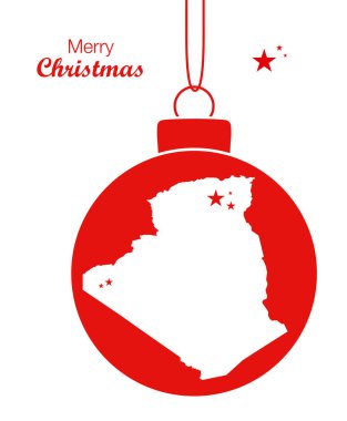 Merry Christmas illüstrasyon tema ile Cezayir Haritası