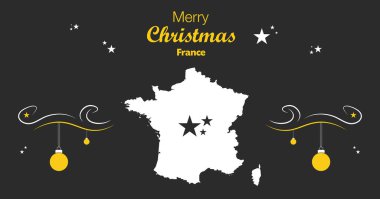 Merry Christmas illüstrasyon Tema Fransa Haritası ile