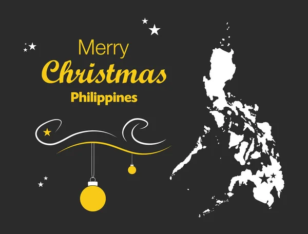 Merry Christmas theme with map of Philippines — Stock Vector