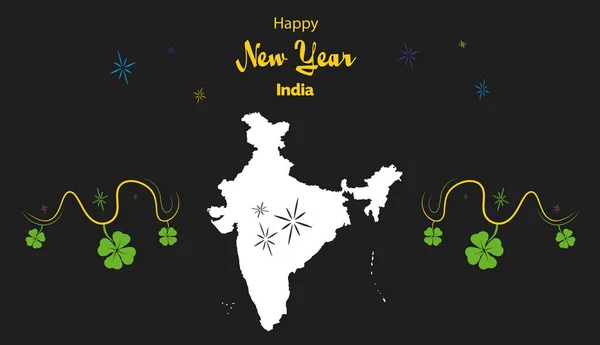 Tema Feliz Año Nuevo con mapa de India — Vector de stock