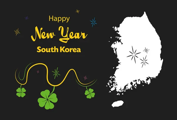 Gelukkig Nieuwjaar thema met kaart van Zuid-Korea — Stockvector