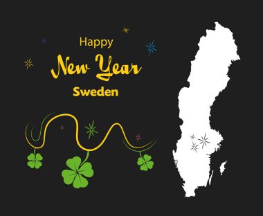 Mutlu yeni yıl tema ile İsveç Haritası