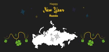 Mutlu yeni yıl tema ile Rusya Haritası