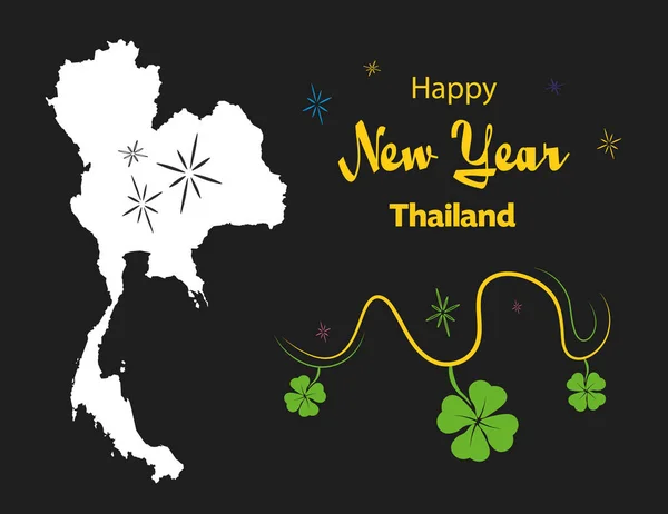 Gelukkig Nieuwjaar thema met kaart van Thailand — Stockvector