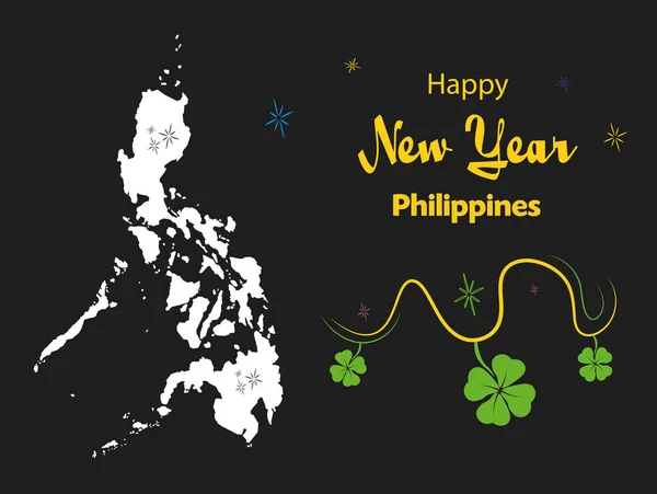 Gelukkig Nieuwjaar thema met kaart van Filipijnen — Stockvector