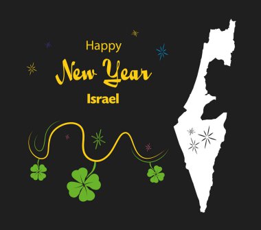 Mutlu yeni yıl tema ile İsrail Haritası