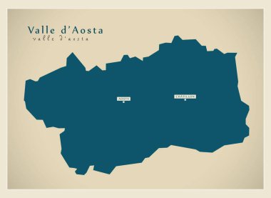 Modern harita - Valle d Aosta BT İtalya