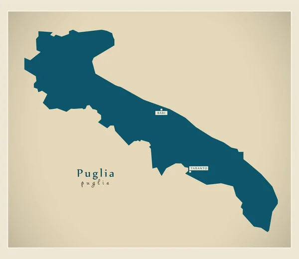 Mappa moderna - Puglia IT Italia — Vettoriale Stock