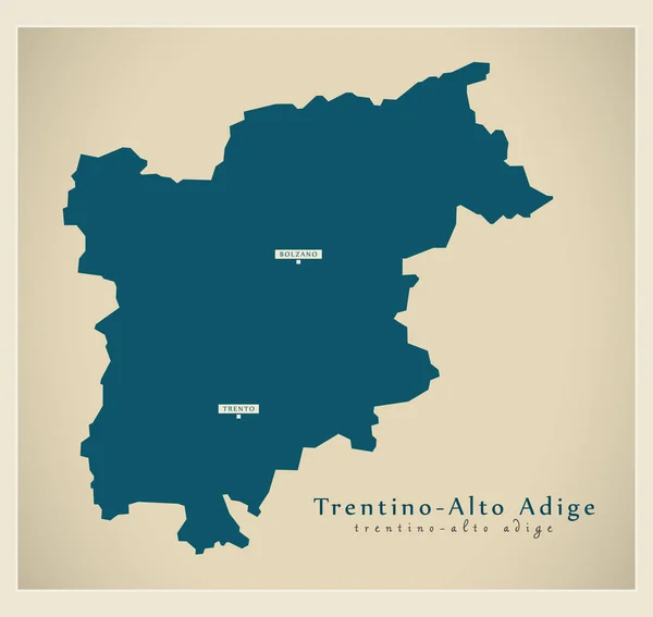 Mapa moderno - Trentino - Alto Adige IT Italia — Vector de stock