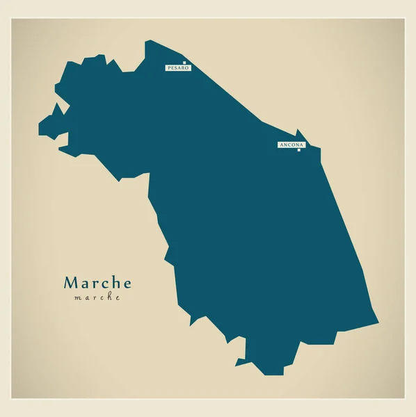 Moderní mapa - Marche je Itálie — Stockový vektor