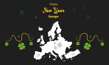 Mutlu yeni yıl tema ile Avrupa Haritası