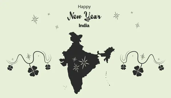 Gelukkig Nieuwjaar thema met kaart van India — Stockvector