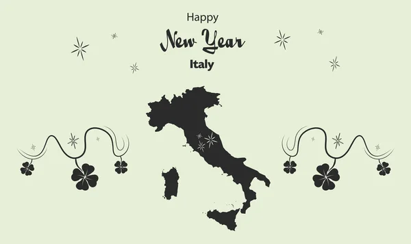 Gelukkig Nieuwjaar thema met de kaart van Italië — Stockvector