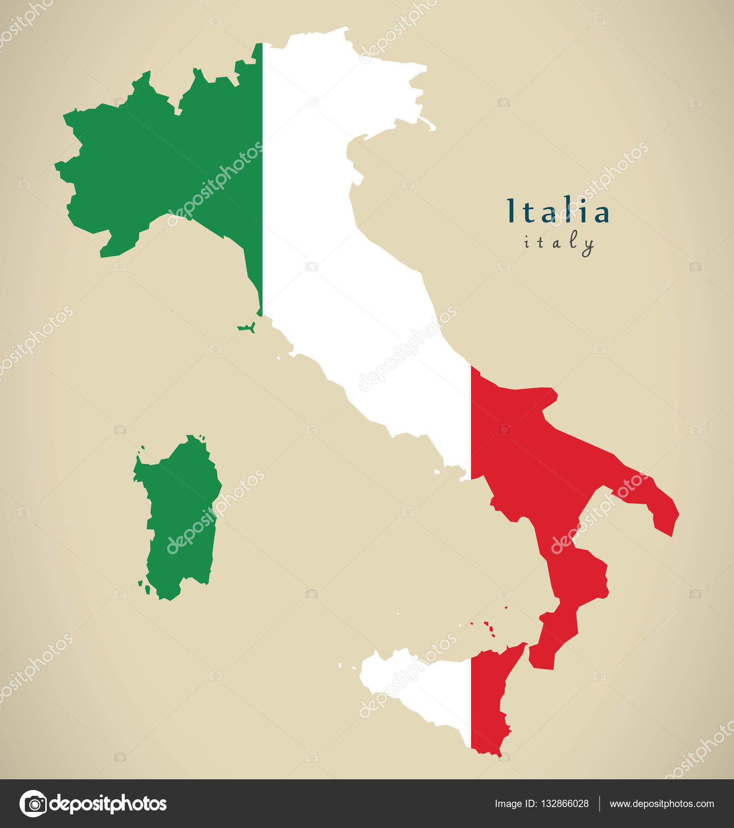 Mapa Moderno Italia Com Cores De Bandeira It Fotos Imagens De C Ingomenhard 132866028