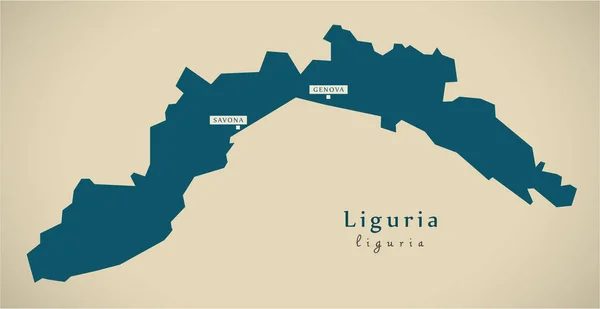 Mapa moderno - Liguria IT Italia — Foto de Stock