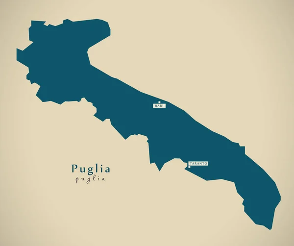 Mapa moderno - Puglia IT Italia — Foto de Stock