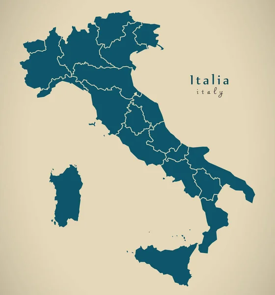 Mapa moderno - Italia IT con regiones — Foto de Stock