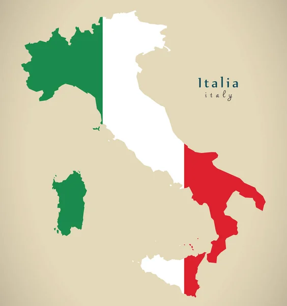 Mapa moderno - Itália com cores de bandeira IT — Fotografia de Stock