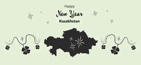 Gelukkig Nieuwjaar thema met kaart van Kazachstan — Stockvector
