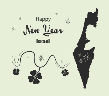 Mutlu yeni yıl tema ile İsrail Haritası