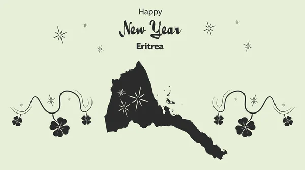 Gelukkig Nieuwjaar thema met kaart van Eritrea — Stockvector