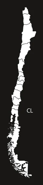 Chile regiões Mapa país negro —  Vetores de Stock