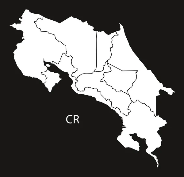 Costa Rica provinserna karta svart land — Stock vektor