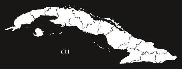 Cuba províncias Mapa país negro —  Vetores de Stock