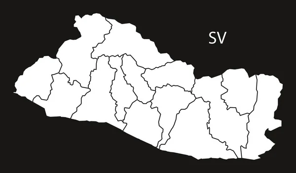 El Salvador dipartimenti Mappa paese nero — Vettoriale Stock