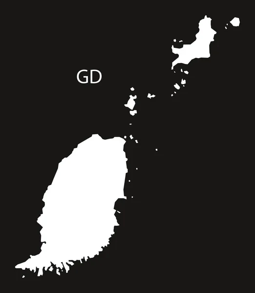 Grenada Mappa paese nero — Vettoriale Stock