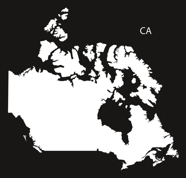 Canada kaart zwart land — Stockvector