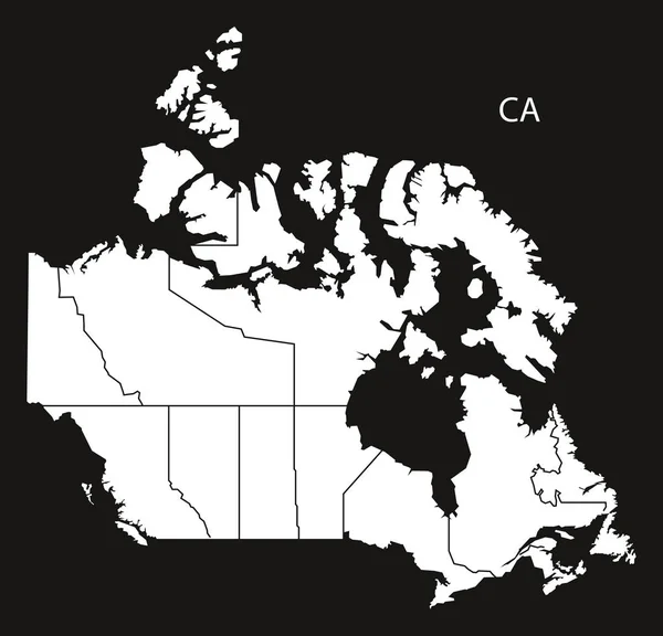 Чорний Канаді карту країни — стоковий вектор