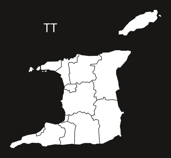 Trinidad y Tobago estados Mapa negro — Vector de stock