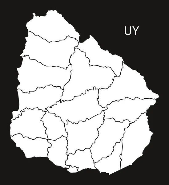 Uruguay departements map schwarz — Stockvektor