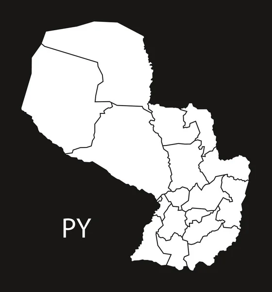 Paraguai departamentos mapa preto — Vetor de Stock