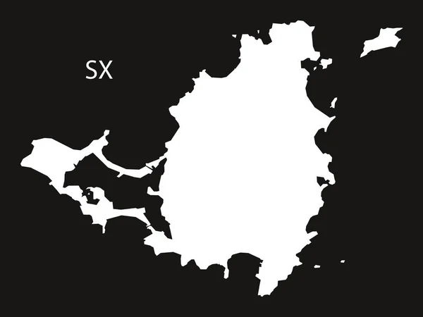Χάρτης Άγιος Μαρτίνος μαύρο και άσπρο — Διανυσματικό Αρχείο