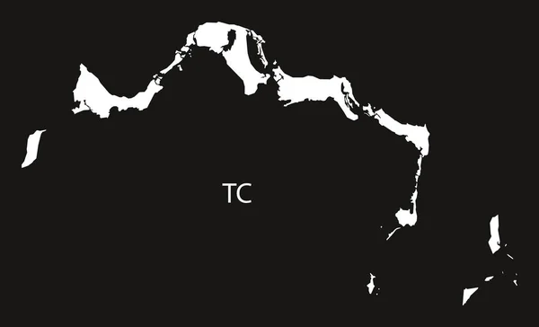 Islas Turcas y Caicos Mapa blanco y negro — Vector de stock