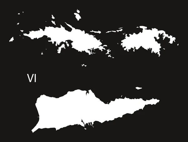 Ilhas Virgens Americanas Mapa preto e branco —  Vetores de Stock