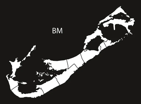 Bermudas com paróquias Mapa preto e branco —  Vetores de Stock