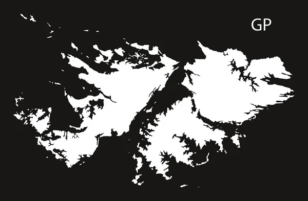 Carte des îles Falkland noir et blanc — Image vectorielle