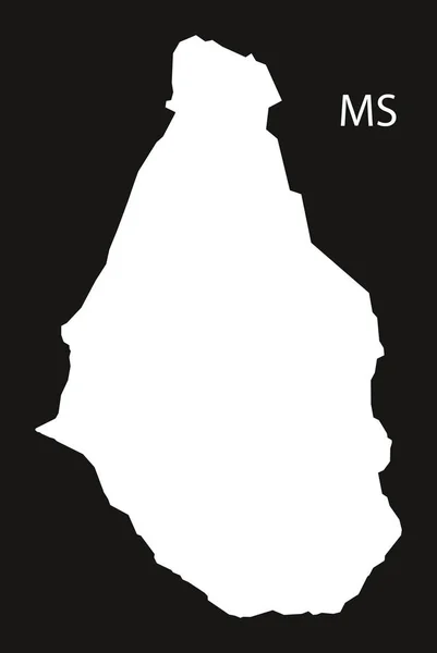 Montserrat harita siyah ve beyaz — Stok Vektör