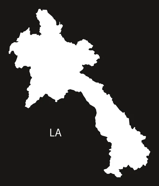 Laos-Karte schwarz-weiß — Stockvektor