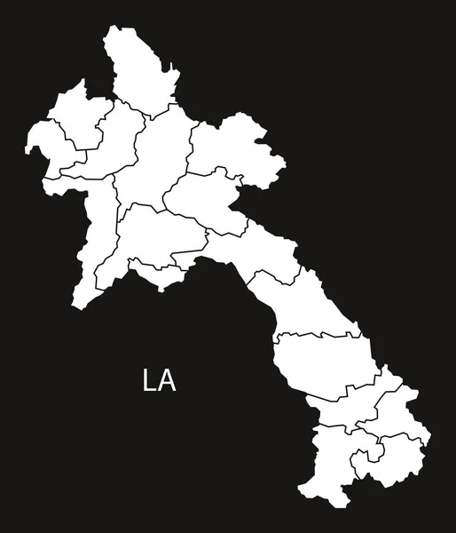 Laos provinces harita siyah ve beyaz — Stok Vektör